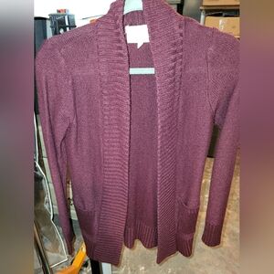 Womens Ambiance Maroon Open-Front Cardigan Sweater